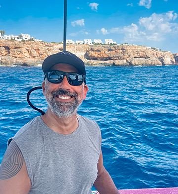 Captain Eric Partika sailing the Med