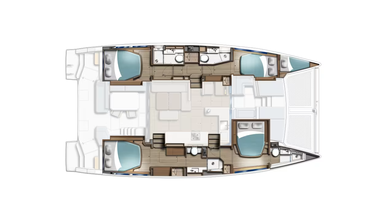 Sunsail 464 4 cabin Leopard 46 layout