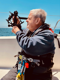 Capt. Steve Matles using sextant