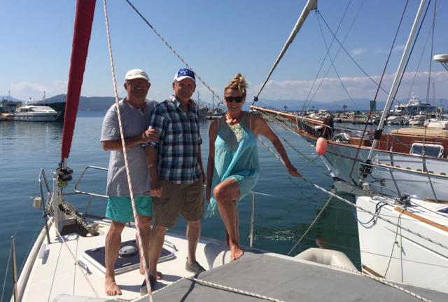 Three happy Crew Members on leg one of our Greece Sailing Adventure