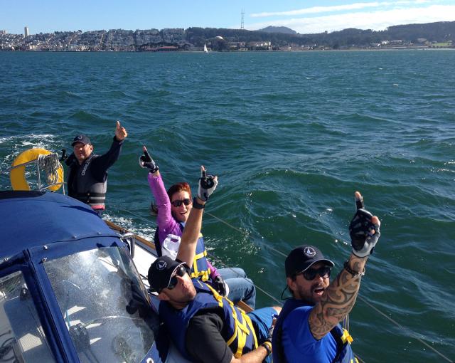 Corporate Team Building on San Francisco Bay - participants are winning!