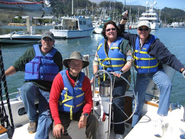Students get ready for a Light Wind Sailing Clinic on San Francisco Bay.