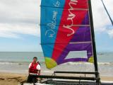 Robert prepares for a no-holds-barred catamaran ride in Puerto Rico.