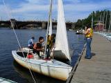 Robert takes labmates for a leisurely sail in his first Boston summer.